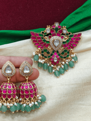 Gandaberunda in jadau with jhumka