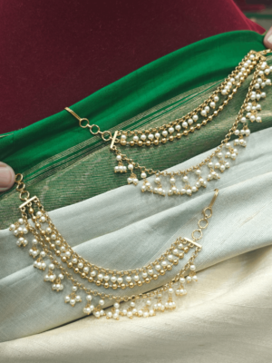 Pearl gold antique beads ear chain