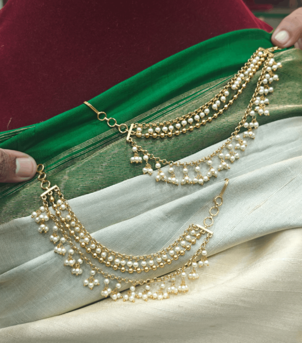 Pearl gold antique beads ear chain