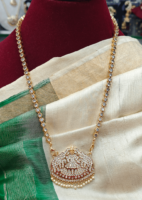 Lakshmi pendant with stone chain