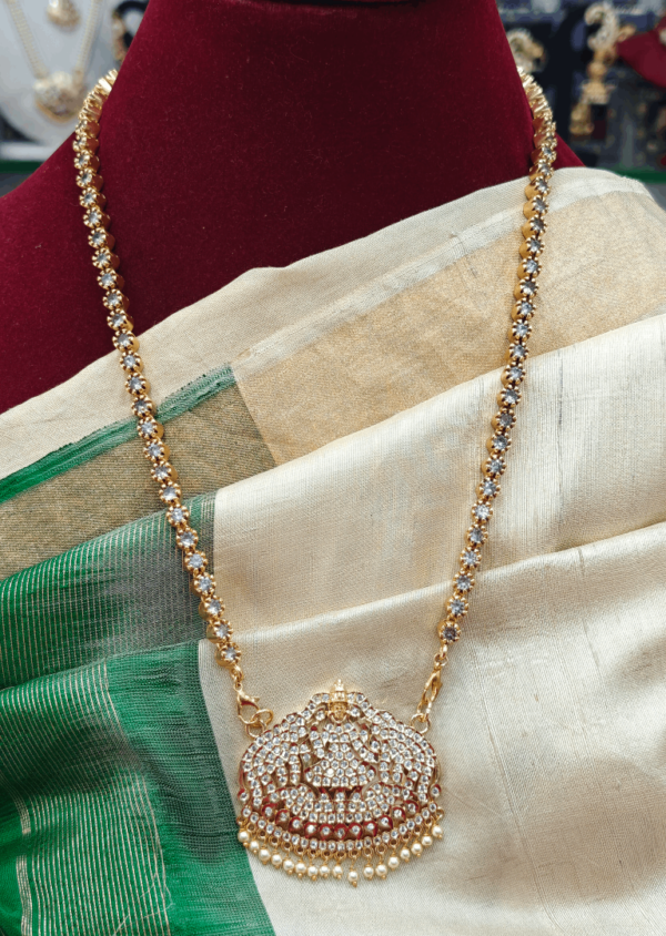 Lakshmi pendant with stone chain