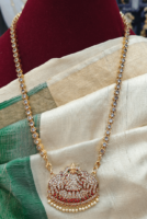 Lakshmi pendant with stone chain (Ruby green)