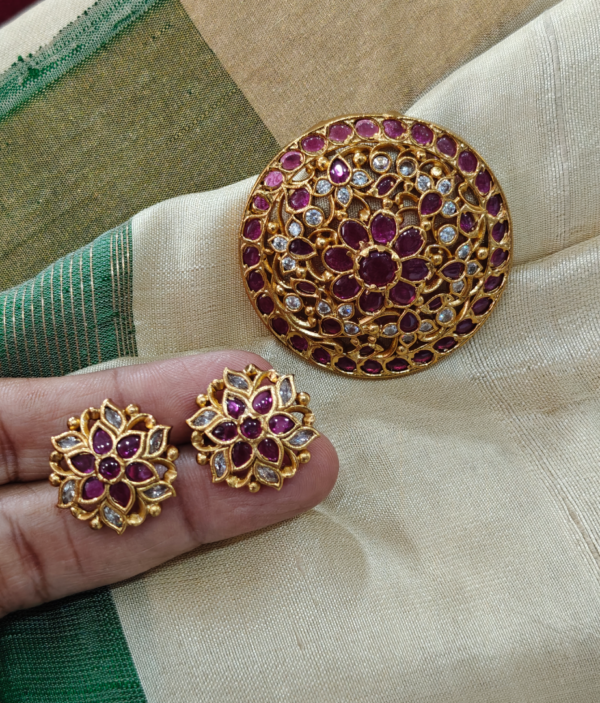 Flower pendant set (Ruby white)