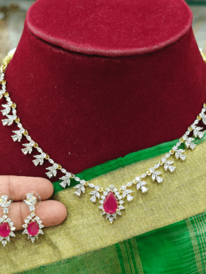 Silver shade ruby stone necklace