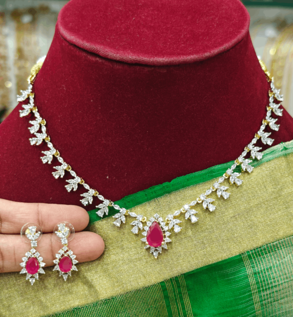 Silver shade ruby stone necklace