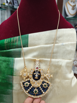 Beaded balaji with chain(dark blue)