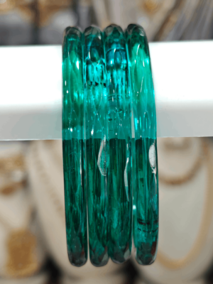 Teal green cube cut jelly bangles 6mm