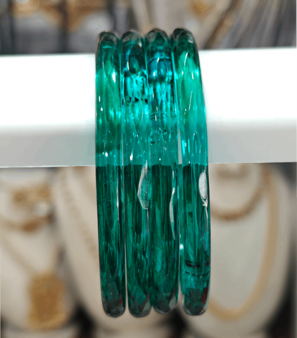 Teal green cube cut jelly bangles 6mm