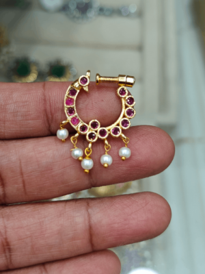 Ruby peacock screw nose ring
