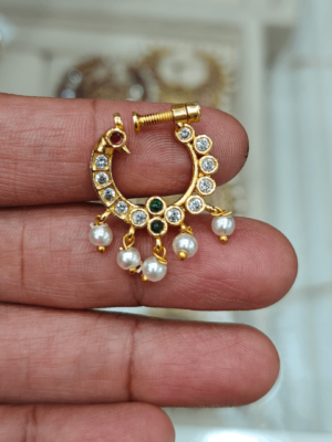 Ruby peacock screw nose ring design 2