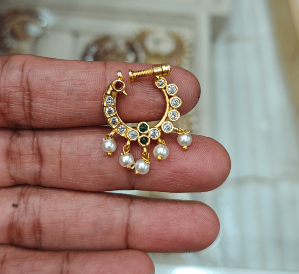 Ruby peacock screw nose ring design 2