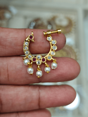 Ruby peacock screw nose ring design 3