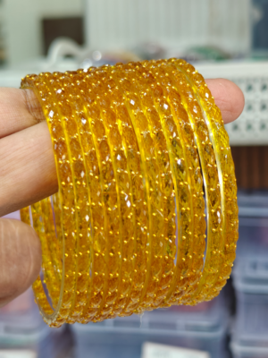 Yellow rain drop glass bangles