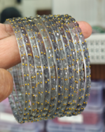 Gray rain drop glass bangles