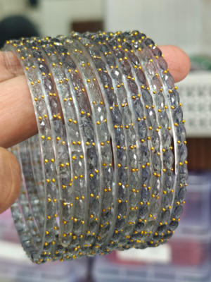 Gray rain drop glass bangles