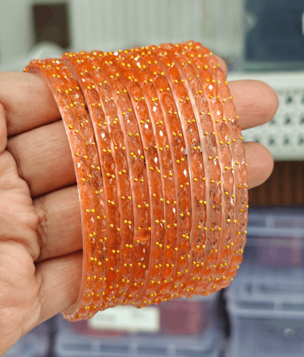 Peeach colour rain drop glass bangles