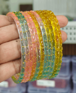 Multi color rain drop glass bangles design 1