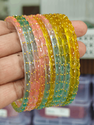 Multi color  rain drop glass bangles design 1