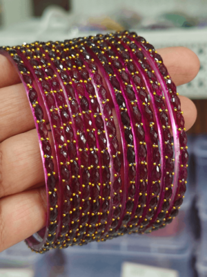 Grape color rain drop glass bangles