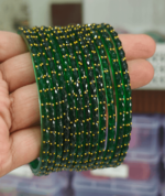 green rain drop glass bangles
