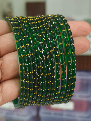 green rain drop glass bangles