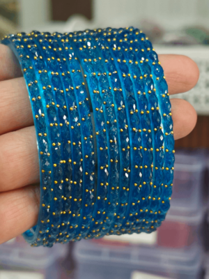 Firoji(sky blue) rain drop glass bangles