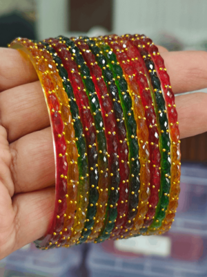 Multi color  rain drop glass bangles design 2