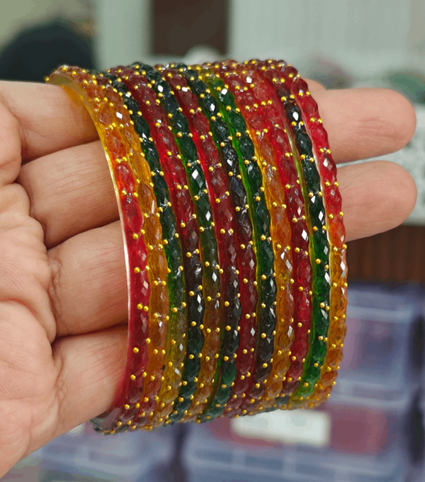 Multi color  rain drop glass bangles design 2