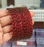 Red rain drop glass bangles