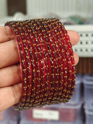 Red rain drop glass bangles