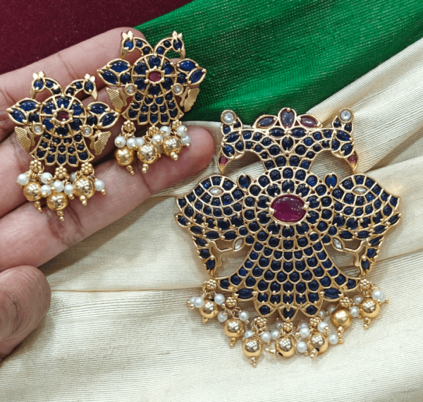 Gandaberunda pendant set (blue)
