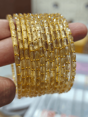 Golden rain drop glass bangles
