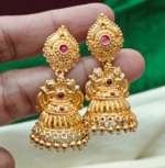 Geru pollished jhumka double peacock