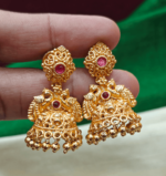 Ruby stone geru pollish jhumka