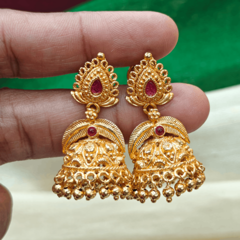 Leaf geru pollished jhumka