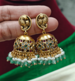 Beaded jhumka in peacock