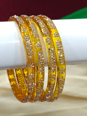jelly bangles stone work(yellow)