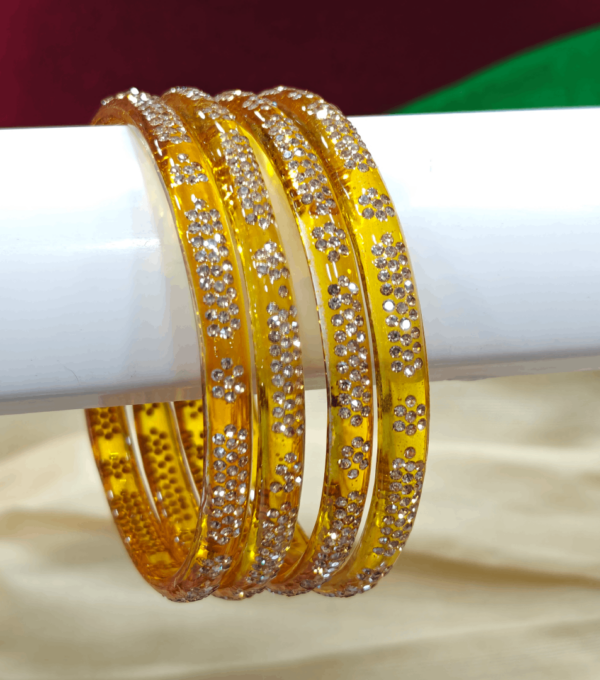 jelly bangles stone work(yellow)