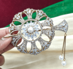 Mehendi polish hair bun cage