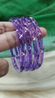 Jelly cross cut glass bangles 6mm(purple)