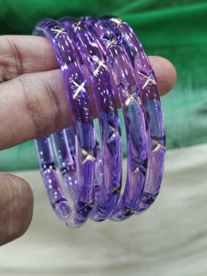 Jelly cross cut glass bangles 6mm(purple)