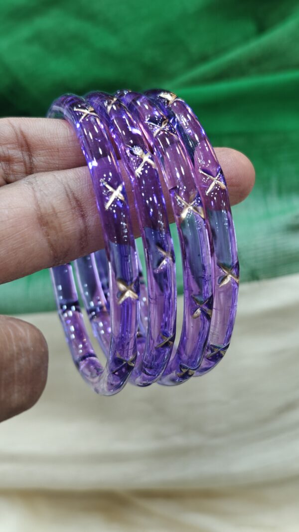 Jelly cross cut glass bangles 6mm(purple)