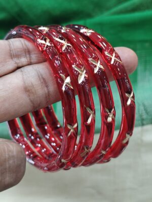 Jelly cross cut bangles 6mm(red)