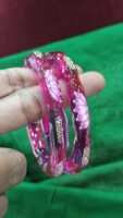 Glass kada bangles lotus (pink)