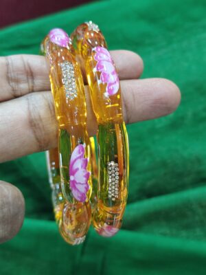 Glass kada bangles lotus (yellow)
