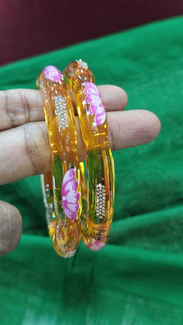 Glass kada bangles lotus (yellow)