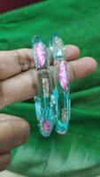 Glass kada bangles lotus (sky blue)