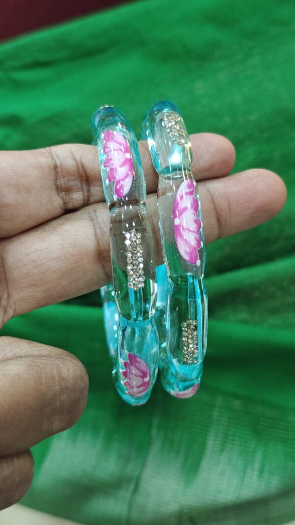 Glass kada bangles lotus (sky blue)