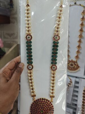 Pearl haaram with chakra pendant