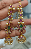 Lotus jhumka with earchain